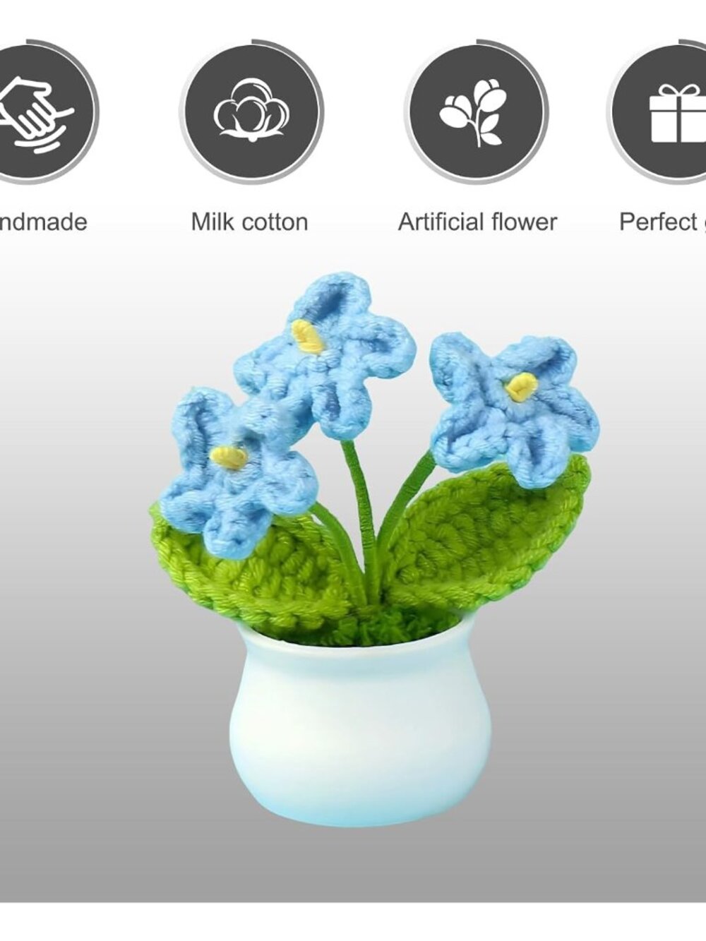 Crochet Flowers, Cute Artifical Flower for Car Dashboard Decor, Mini Handmade Cr - Picture 6 of 7
